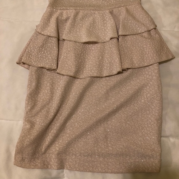 Sparkly Cream Strapless Dress - Picture 3 of 3